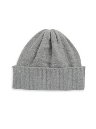 Shop Portolano Folded Brim Cashmere Beanie In Grey