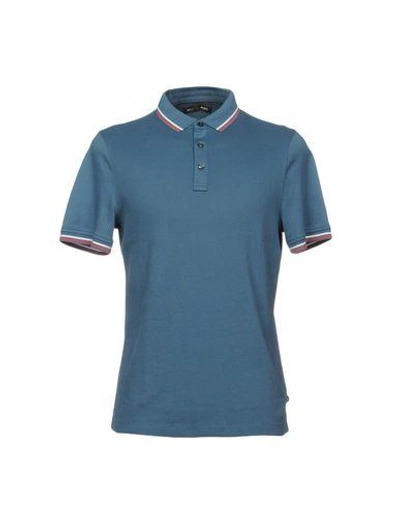 Shop Michael Kors Polo Shirts In Slate Blue