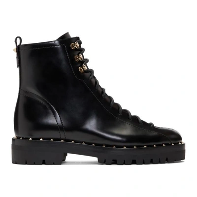 Shop Valentino Black  Garavani Soul Rockstud Combat Boots In 0no Black