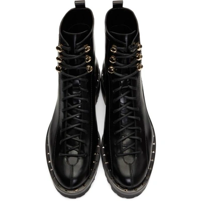 Shop Valentino Black  Garavani Soul Rockstud Combat Boots In 0no Black