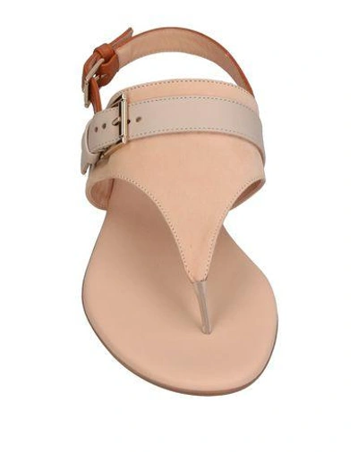 Shop Hogan Toe Strap Sandals In Beige