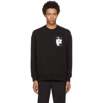 Shop Neil Barrett Black Face Patch Sweatshirt In 01 Black