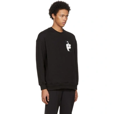 Shop Neil Barrett Black Face Patch Sweatshirt In 01 Black