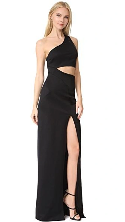 Shop Galvan Asymmetrical Cutaway Dress In Black