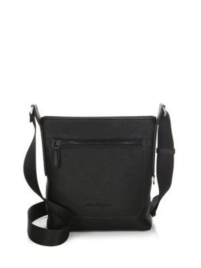 Shop Ferragamo Muflone Leather Crossbody Bag In Black