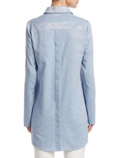 Shop Akris Punto Long-sleeve Cotton Tunic In Bleached Denim
