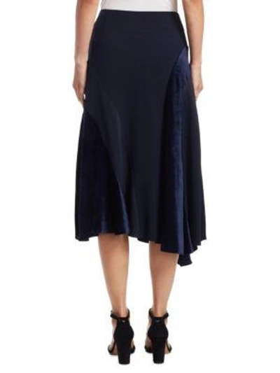 Shop Akris Punto Velvet Inset Midi Skirt In Navy