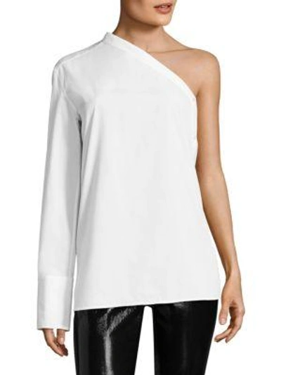 Shop Helmut Lang Poplin One Sleeve Shirt In Bright White