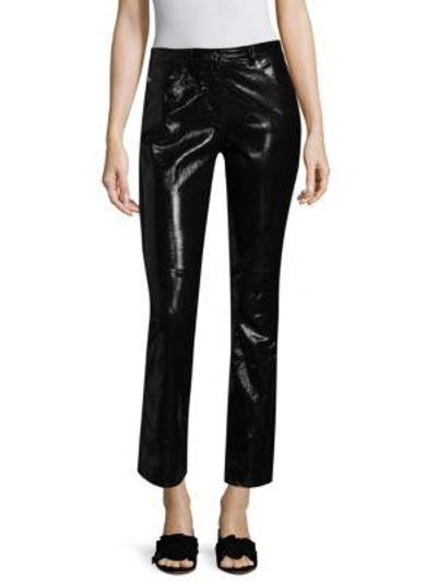 Shop Helmut Lang Crop Patent Leather Flare Pants In Black