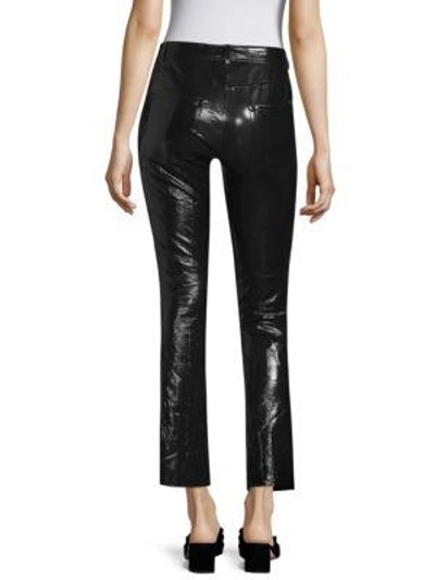 Shop Helmut Lang Crop Patent Leather Flare Pants In Black