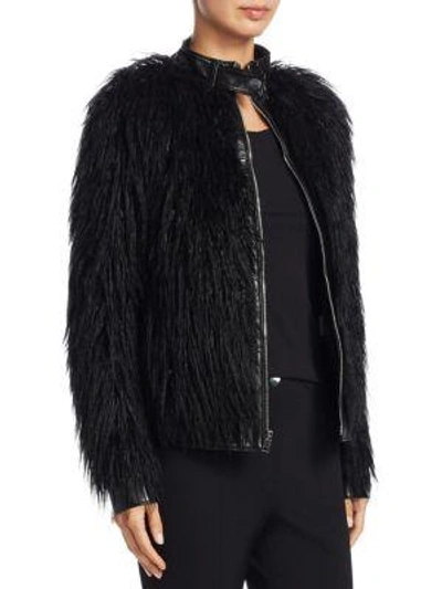 Shop Theory Mongolian Faux Fur Jacket In Black