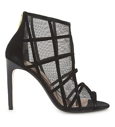 Shop Ted Baker Xstal Mesh Peep-toe Boots In Black