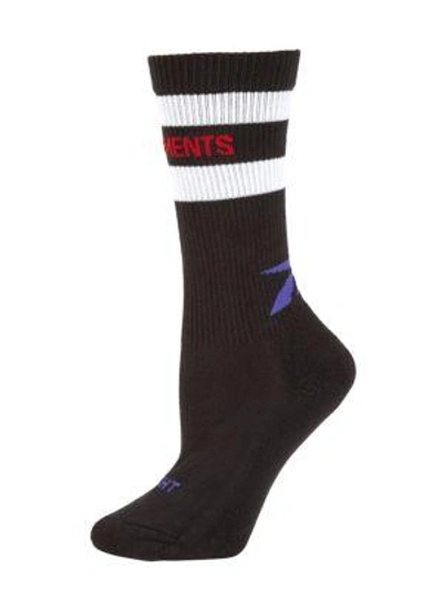 Shop Vetements X Reebok Striped Tennis Socks In Black