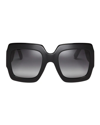 Shop Gucci Glitter Square Sunglasses In Black