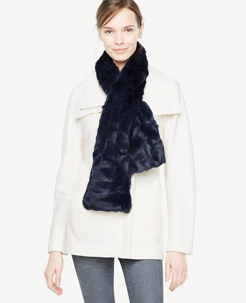 navy blue faux fur stole