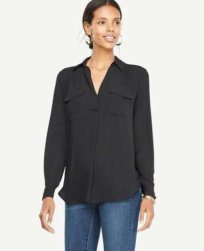 Shop Ann Taylor Camp Shirt In Black