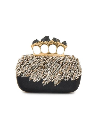 Alexander Mcqueen Eagle Wing Knuckle Box Clutch - Black