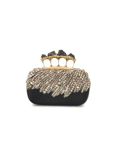 Alexander Mcqueen Eagle Wing Knuckle Box Clutch - Black