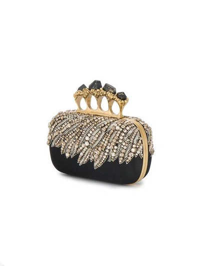 Alexander Mcqueen Eagle Wing Knuckle Box Clutch - Black