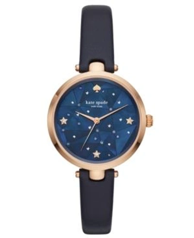 Shop Kate Spade New York Women's Holland Navy Leather Strap 34mm In Blue