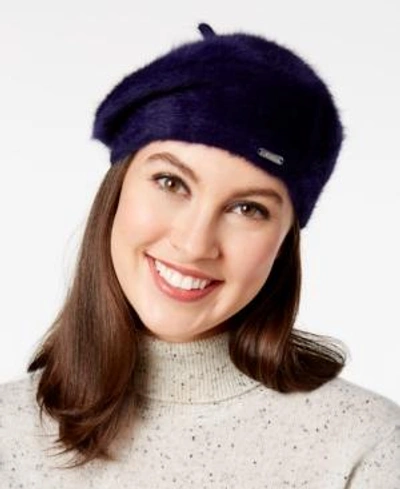 Shop Calvin Klein Solid Beret In Navy