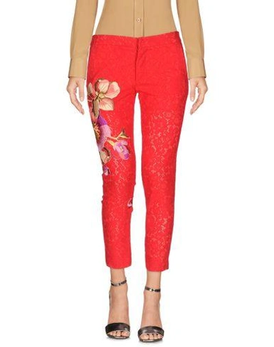 Shop Ainea Woman Cropped Pants Red Size 8 Cotton, Polyester, Polyamide