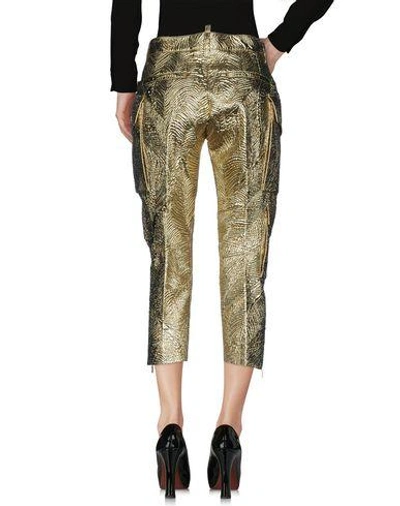 Shop Dsquared2 Woman Cropped Pants Gold Size 4 Polyester, Polyamide, Silk
