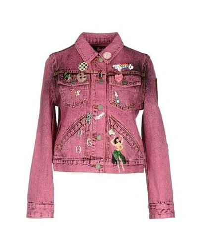 Shop Marc Jacobs Denim Jacket In Fuchsia
