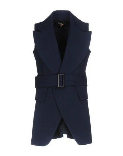 Shop Michael Kors Belted Coats In Dark Blue