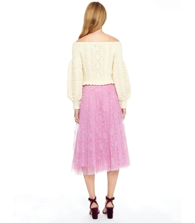Shop Valentino Pink Cherry Blossom Lace Midi Skirt