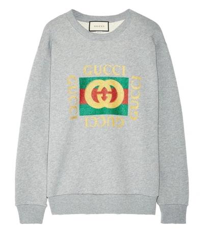 Shop Gucci Grey Multicolor Glitter Gg Sweatshirt