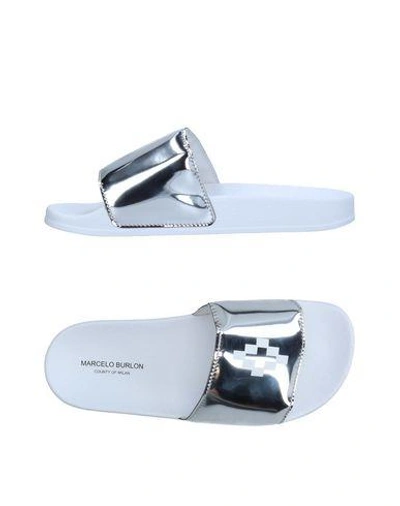 Shop Marcelo Burlon County Of Milan Sandals In Silver