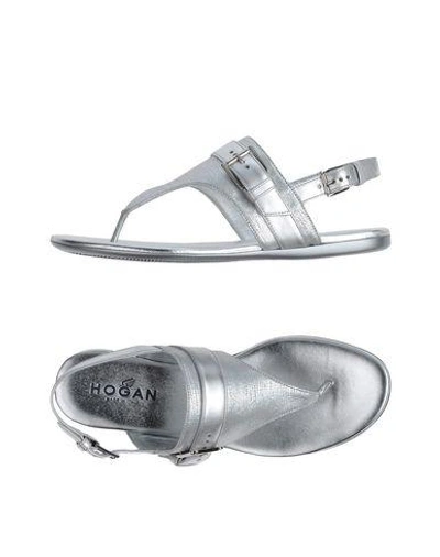 Shop Hogan Toe Strap Sandals In Silver
