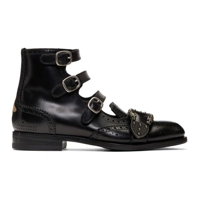 Shop Gucci Black Queercore Buckle Boots