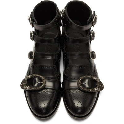 Shop Gucci Black Queercore Buckle Boots