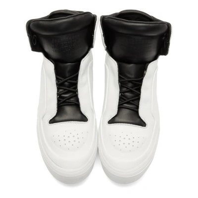 Shop Maison Margiela White And Black High Frequency High-top Sneakers In 101 White/white