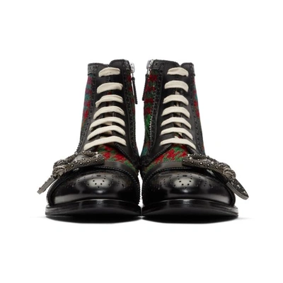 Shop Gucci Black Tartan Queercore Boots In 1046 Black