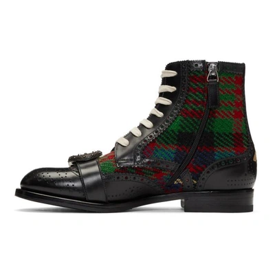 Shop Gucci Black Tartan Queercore Boots In 1046 Black
