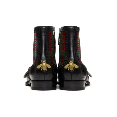 Shop Gucci Black Tartan Queercore Boots In 1046 Black