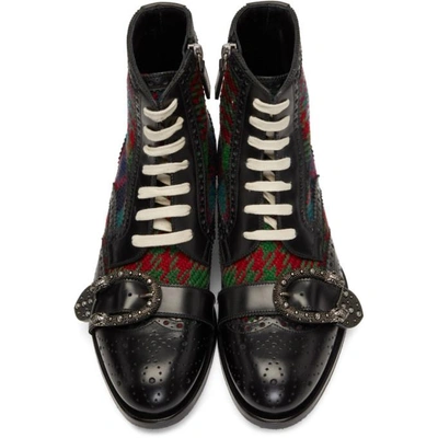 Shop Gucci Black Tartan Queercore Boots In 1046 Black