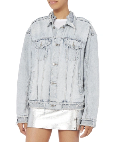 Shop Ksubi Chillz Oversized Ripped Denim Jacket In Denim-lt 3