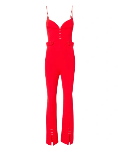 Shop Mugler Metal-embellished Red Jumpsuit