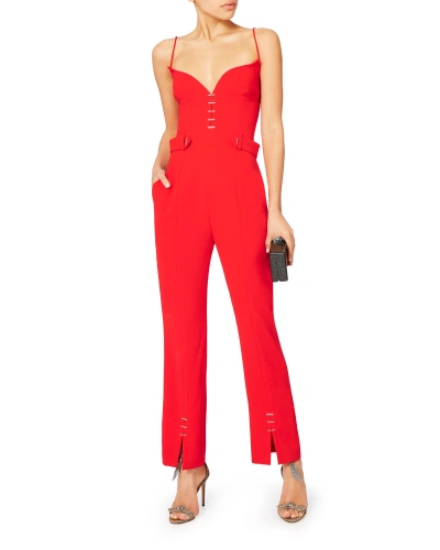 Shop Mugler Metal-embellished Red Jumpsuit