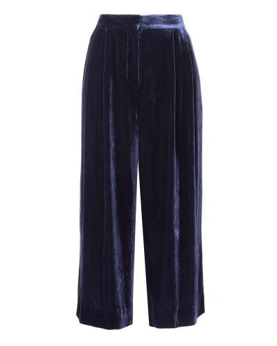 Shop Tibi Velvet Wide Leg Cropped Trousers