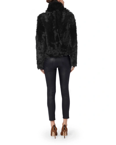 Shop Yves Salomon Reversible Shearling Moto Jacket In Black