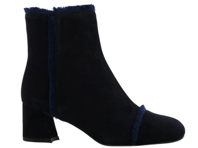 Shop Stuart Weitzman On The Fringe Ankle Boot In Navy