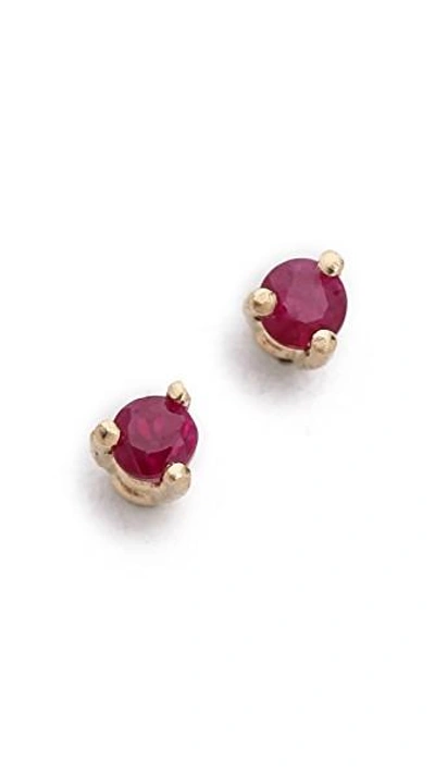 Shop Blanca Monros Gomez 14k Gold Tiny Ruby Stud Earrings