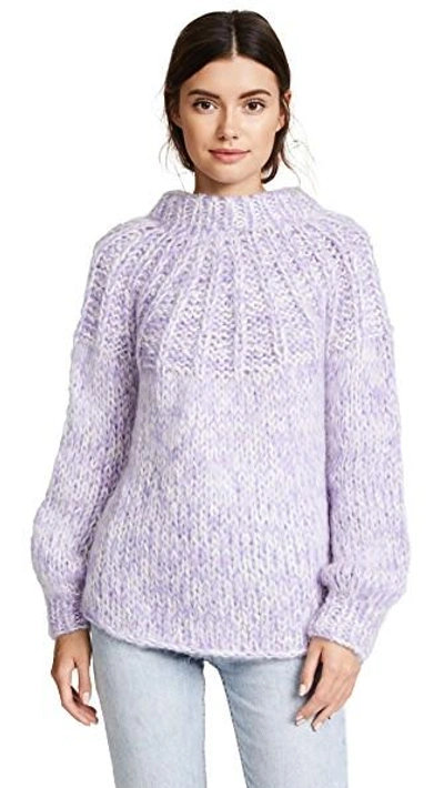 Ganni The Julliard Mohair Sweater In Pastel Lilac | ModeSens