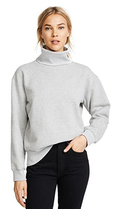 Shop Oak Turtleneck Sweatshirt In Heather Grey