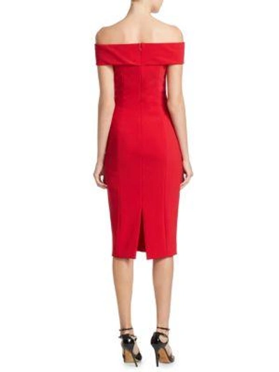 Shop Theia Off-the-shoulder Cocktail Dress In Cherry